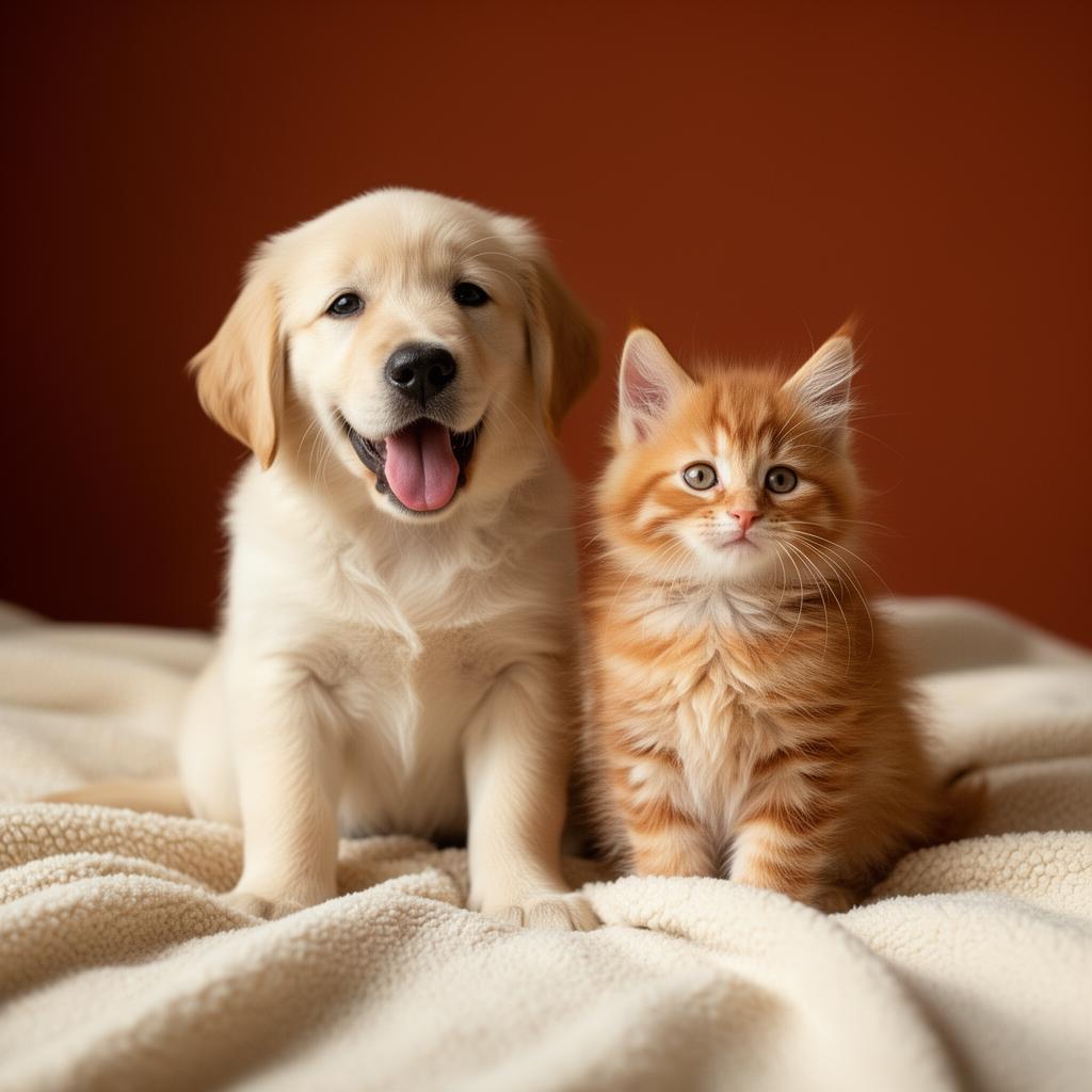 A dog and cat resting together at home